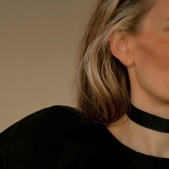 Real 14K Yellow Gold Ethical Natural Earth Grown Diamond Tiny Dot Mini Studs - Picture 2 of 7